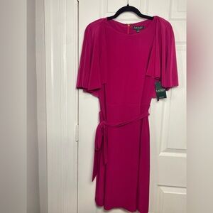 Ralph Lauren Fuchsia Midi Dress Orchid Dark Pink Elegant Barbiecore Size 10